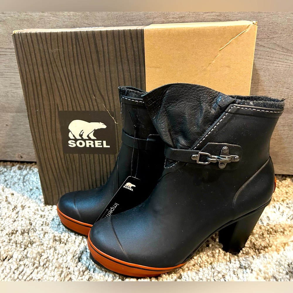 Sorel Medina Rain Heel Boots in black